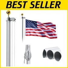 Durable 20FT Heavy Duty Flag Pole Kit - Perfect for Residential & Commercial Use