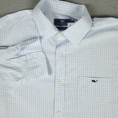 Vineyard Vines Shirt Mens XL Blue Check Slim Fit Button Up Long Sleeve