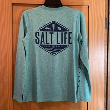 Salt Life Women s Teal Blue Live Salty SLX Drifit Shirt Long Sleeve NWT S