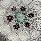 Murano Glass Millefiori Paperweight Vtg 3” White Maroon Green + Aventurine Gift