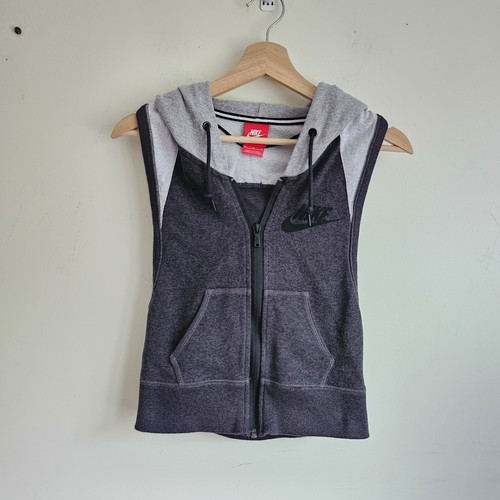 Nike Boys M Y/O Hoodie Vest Zip Up, Pockets Black, Gray, EUC - Picture 2 of 7