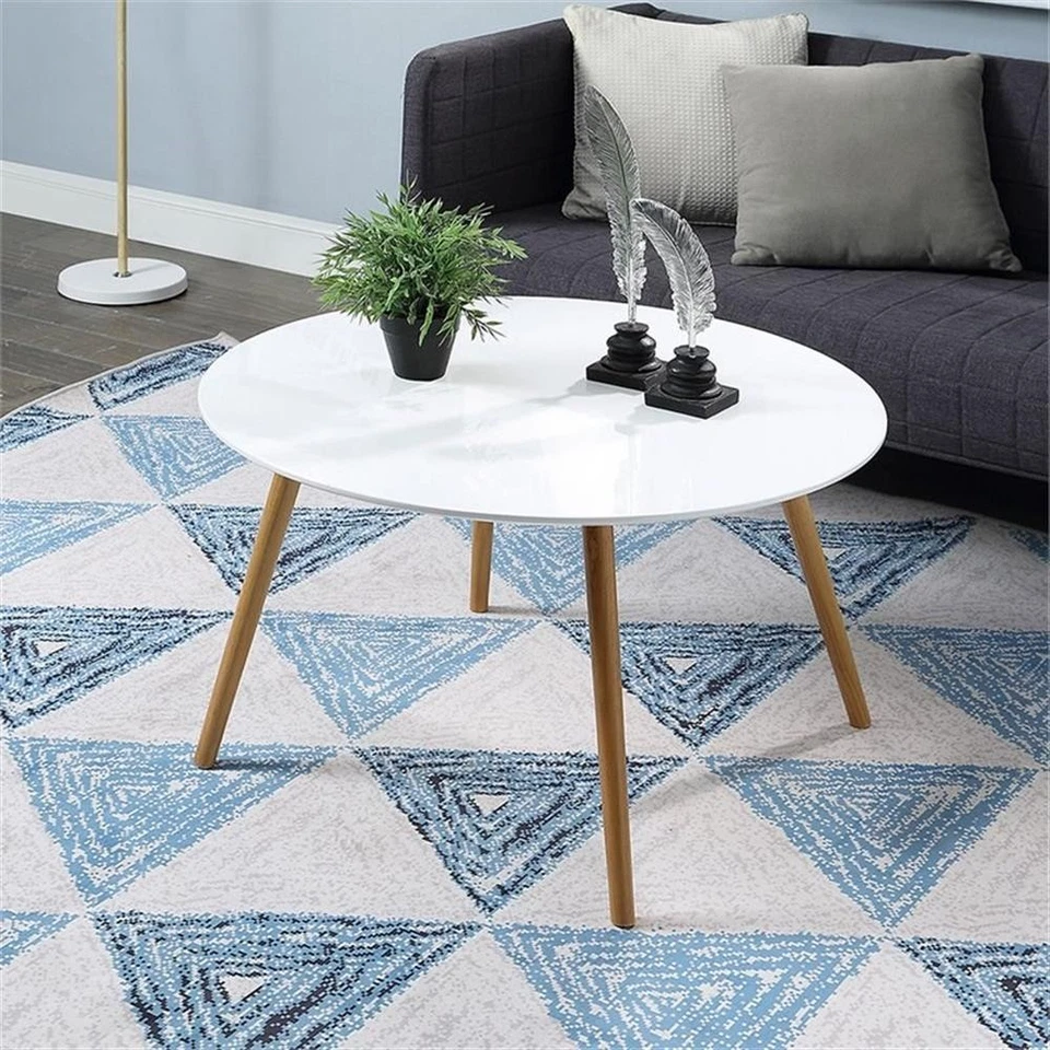 Convenience Concepts Oslo 32" Round Coffee Table in Glossy White Wood Finish - Image 2 of 4