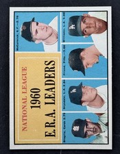 1961 Topps Baseball #45 N.L. E.R.A. Leaders; Drysdale, Friend - NM-MT