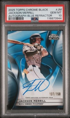 2025 Topps Chrome Black /150 * Blue Refractor * PSA 10 Jackson Merrill Auto