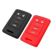 Silicone Key Fob Cover Fit for Cadillac ATS CTS DTS Escalade Escalade Black Red
