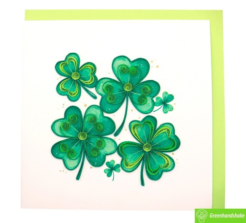 Clovers and Good Fortune Quilling Greeting Card - Unique Dedicated Handmade Art - 第 2/8 張圖片