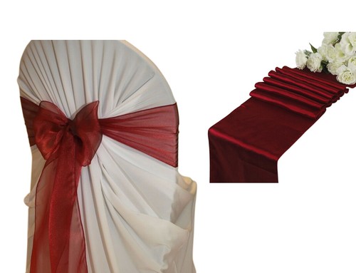Organza Stuhl Flügel Schleife + Satin Tischläufer Hochzeit Party Dekoration - KOSTENLOSER VERSAND - Bild 21 von 34