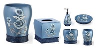 Popular Bath 6 Piece Dublin Rose Resin Basket and Bath Accessory Set, Blue