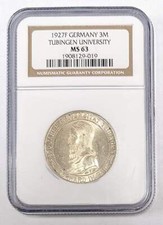 1927 F Germany 3 Mark Tubingen University NGC MS 63