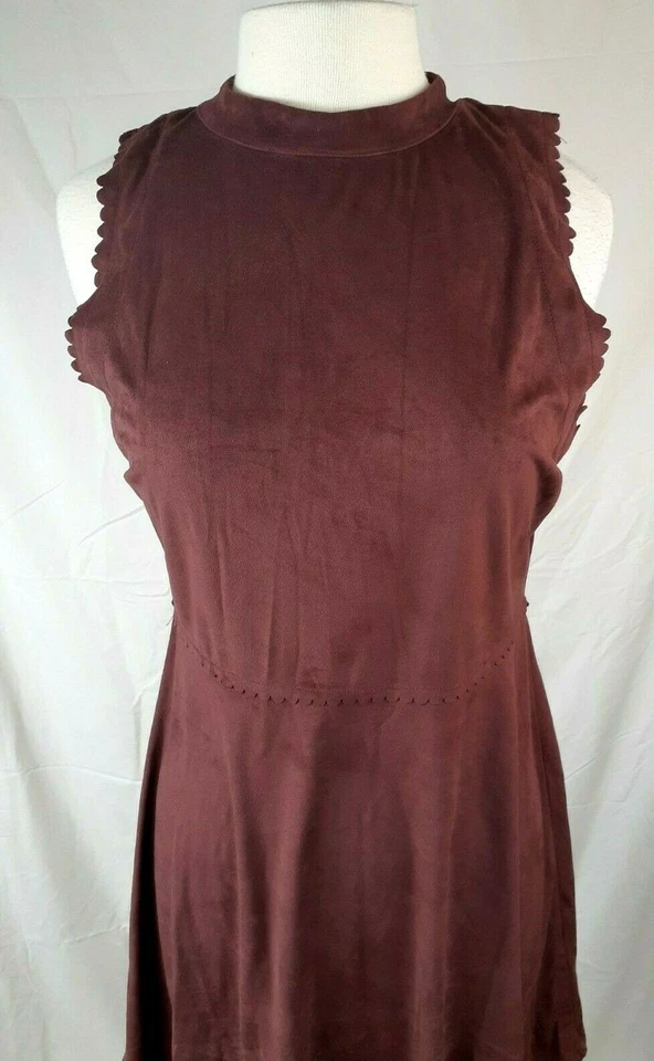 Derek Heart Women's S Brown Raisn Faux Suede Skater Fit And Flare Dress Western - Image 2 of 4