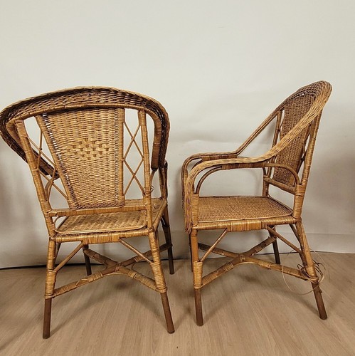 Ensemble De 9 Pièces De Salon En Rotin, Milieu XXème Siècle - Imagen 5 de 19