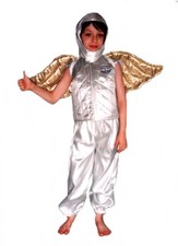Spaceman shiny silver padded waistcoat matching trousers helmet costume 1-7 yrs