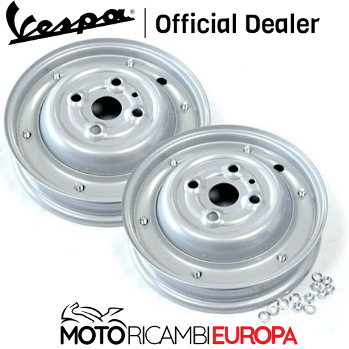 2 CERCHI CHIUSI 2 GOMME FASCIA BIANCA PER MODIFICA VESPA 50 DA 2.75-9 3