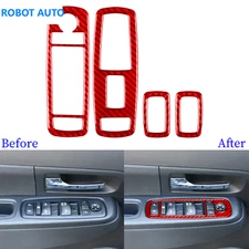 For Jeep Liberty 08-12 Red Carbon Fiber Interior Window Lift Switch Panel Trim