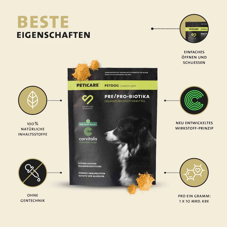 Peticare Hunde Präbiotika & Probiotika | natürliche Futterergänzung | 125 gr - Bild 4 von 4