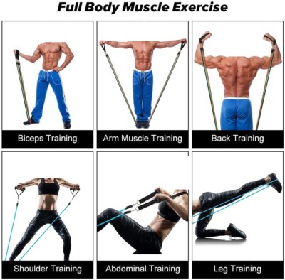 Fasce Di Resistenza Per Esercizi Fness Da 360 Libbre Set Tubi Elastici Tirare La Corda Attrezzatura Per Allenamento Con Fascia Per Yoga Per Pesi Da Palestra A Casa  18 - Foto 3