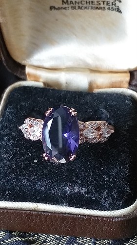 Vintage 1990-s 14 Ct Rolled Gold Amethyst Ring Size UK P US 7 1/2 - Hallmarked!