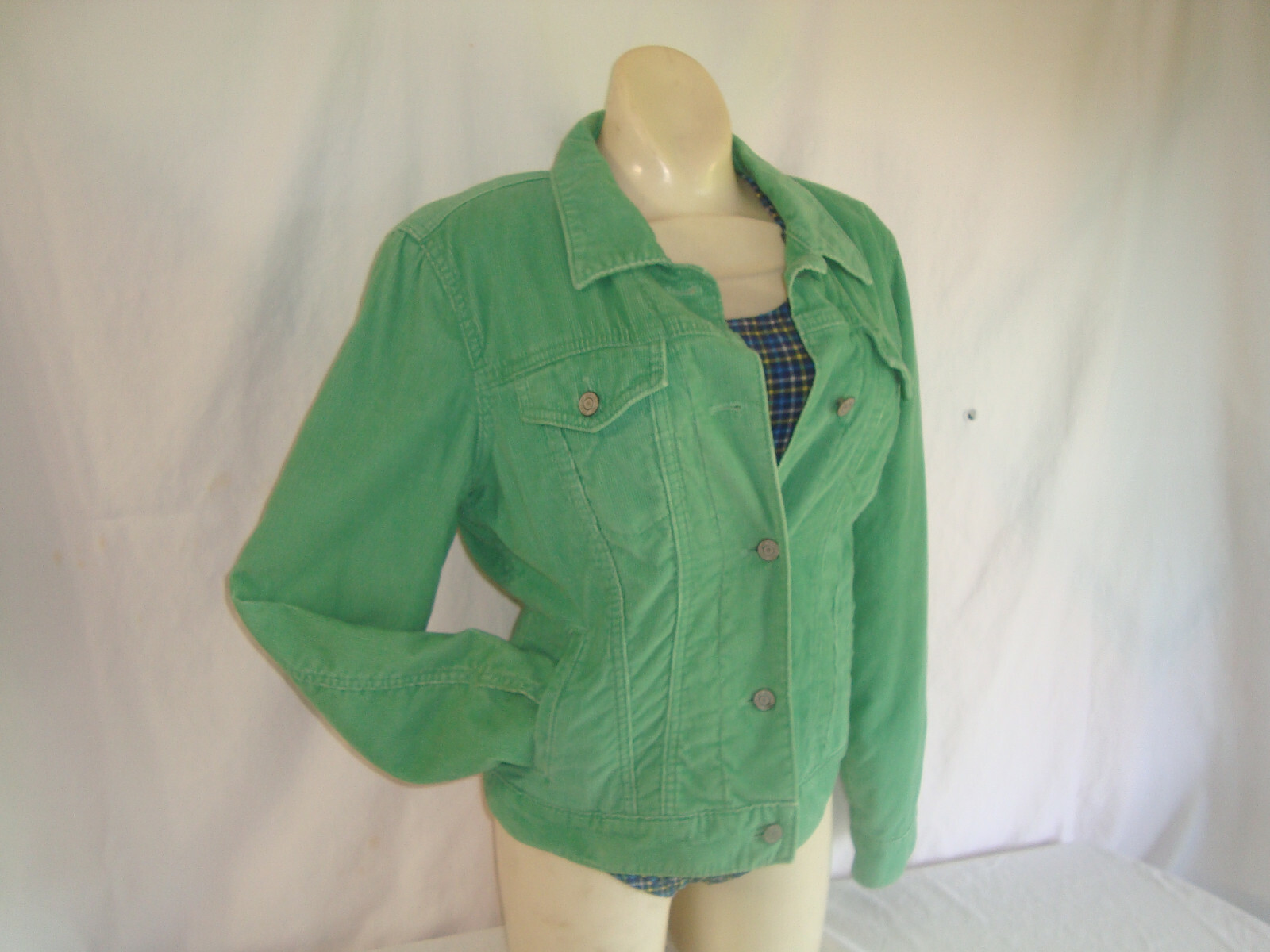 Gap Corduroy Jacket Medium Green Sherpa Lined Rare Tr… Gem