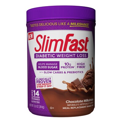 Slimfast Diabetic Weight Loss, Chocolate Milkshake Mix -10g of Protein - 12.8oz 8346861002 | eBay