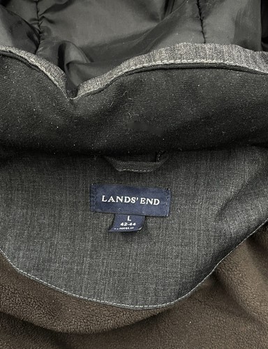 Land's End Removable Hood Puffer Insulated Gray Winter Jacket Coat Men's L 42-44 - Picture 11 of 14