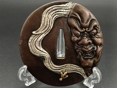 Tsuba samurai sword hand guard koshirae katana wakizashi Nio statue - Picture 1 of 24