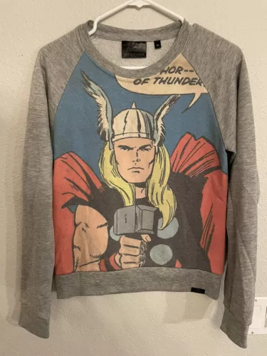 marvel station thor god of thunder sweater Womens Gray size medium