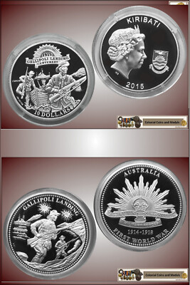 コレクション World War I Silver Commemorative Coin First World War 1915 Gallipoli Landing Pair from Macquarie Mint