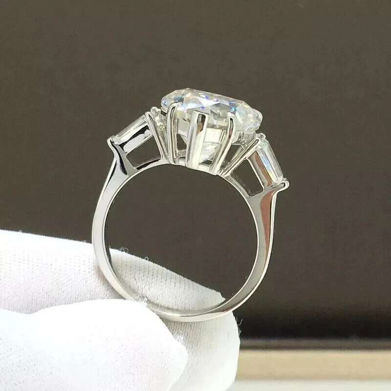 2Ct Heart Cut Moissanite Diamond Solitaire Engagement Ring 14K White Gold Plated - Image 4 of 4