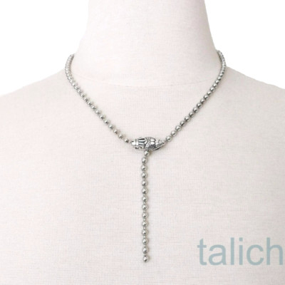 Shiny 925 Sterling Silver Ball Chain Long Y Lariat Snake Wrap Necklace Gothic