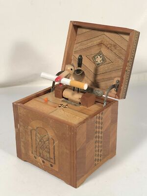 cigarette dispenser antique Antique Mechanical Cigarette Dispenser Box Marquetry Inlay With Animated  Tune