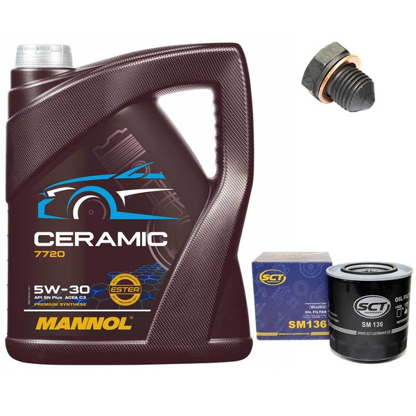 MotoröL Set 5W-30 5 Liter + ÖLfilter + Schraube FüR Audi A6 VW Transporter 1.9-image