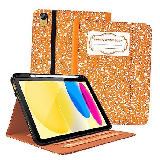 iPad 10th Gen Case 2022 - 10.9 Composition Book Style in Orange