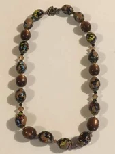 Art Deco Necklace Vintage Attractive Splatter Bead Very Cool 20" Distressed