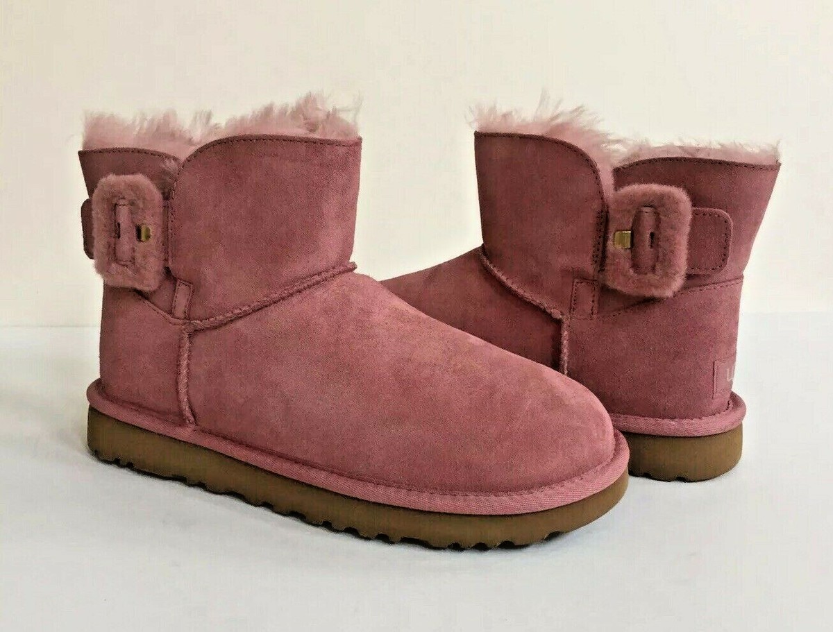 UGG MINI BAILEY FLUFF BUCKLE PINK DAWN WATER RESISTANT BOOT USA