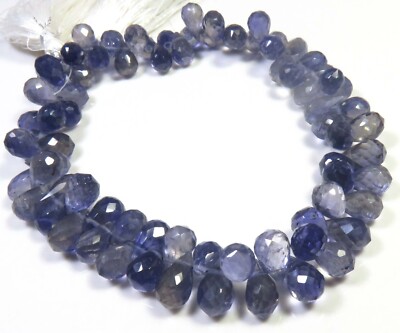 Natürlich Iolite Facettiert Tropfen Wasser Saphir Perlen 9 '' Strand 8.5-10mm