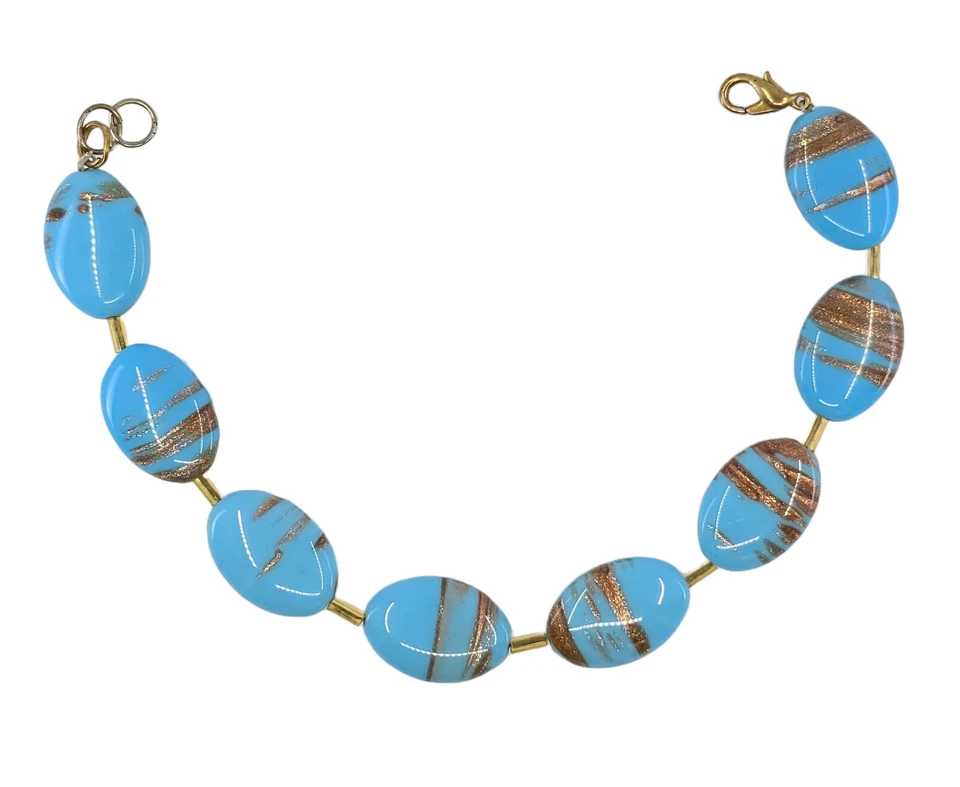 JUEGO COLLAR VIDRIO ARTE VENECIANO LÁMINA COBRE AVENTURINA MURANO ITALIANO SOMMERSO Foto 3 de 4