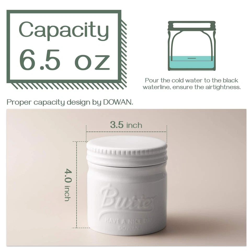 Porzellan Butter Keeper Crock Französische Butterdose mit Deckel Porzellan-Bu... - Bild 2 von 4