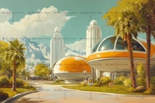 RETRO FUTURISTIC POD HOME ART PRINT, Vintage Sci-Fi Decor, Atomic Age Poster