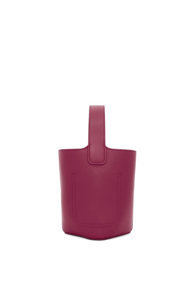 LOEWE Pebble Mini $2400 Crimson Smooth Leather Bucket Bag