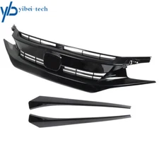Black Front Hood Grill Grille Eyelid For Honda Civic Coupe Sedan 2016 2017 2018