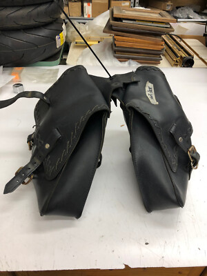 Original Hard Leather Saddlebags Luggage Motorcycle Accessorie