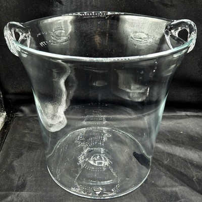 Orrefors Nils Landberg Swedish Modern Blown Crystal Ice Bucket 7-1/4''H