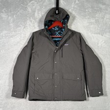 Patagonia Jacket Boys XL 14 Gray Hooded Fleece Lined Insulated Nylon Infurno
