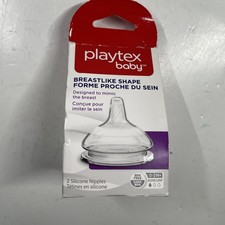 Playtex Breastlike Shape Silicone Nipples 3M Slow Fast Flow 2 ct Nipple