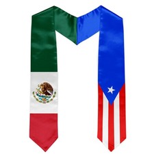 Mexico Mixed Flag Graduation Stole Sash Mexican Mexico Puerto Rico Mixed Flag