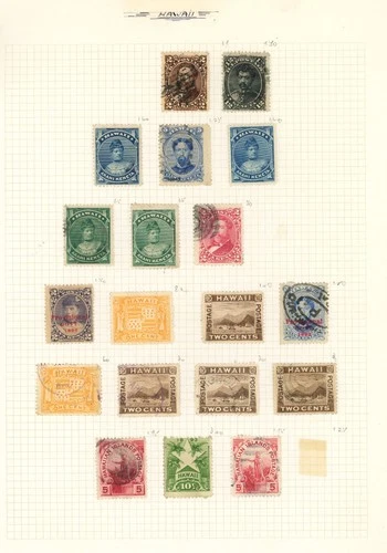 Hawaii US Stamps 1875-94 Portrait & Pictorial Re-Issue Reprint Collection Page