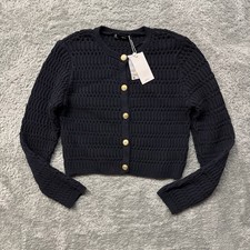 Mango Women Long Sleeve Cardigan Navy Blue/Go...