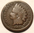 Indian Head Cent; 1864 bronze no L circulated; rounded bust