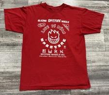 Blazing Spitfire Wheels Shirt Mens Medium Red Skateboard Skate Tee Live To Burn
