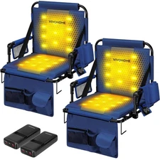 2 Pack Bleacher Chairs 35W Padded Heating Stadium Seats with 20000mAh Power Bank